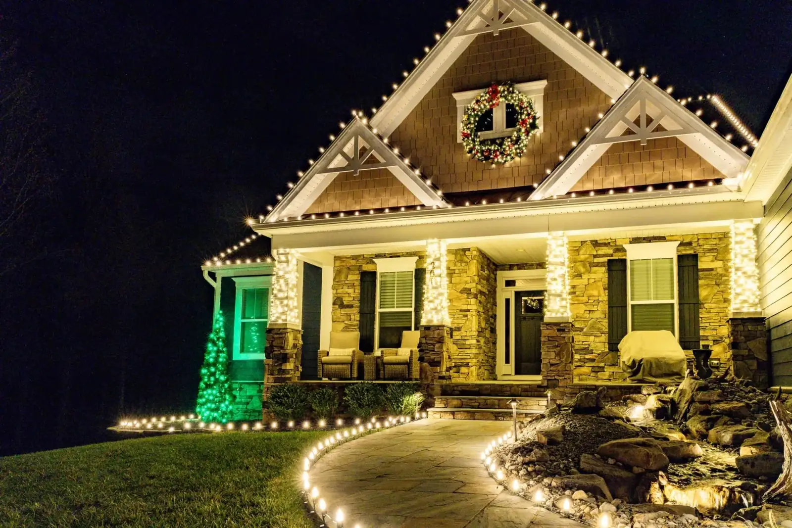 Classic Warm White Elegance - Residential Christmas Lighting