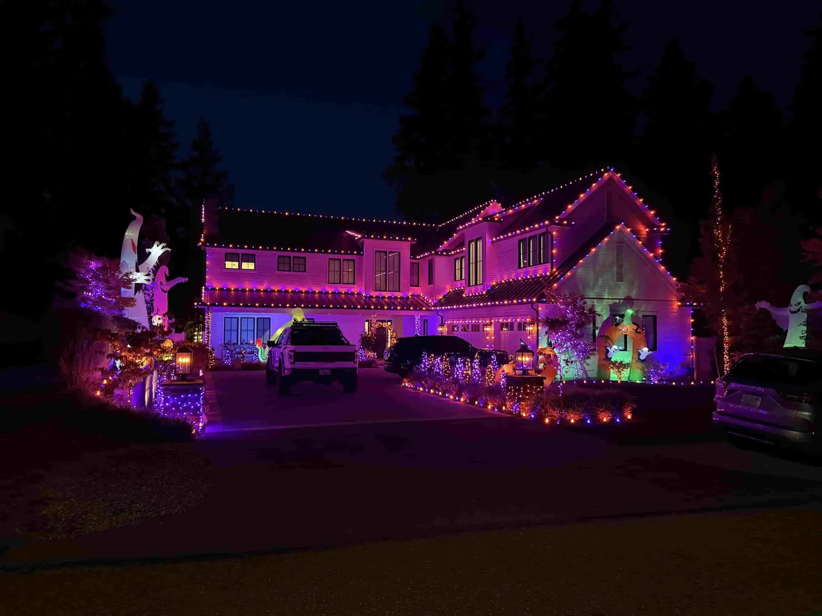 After professional Christmas light installation